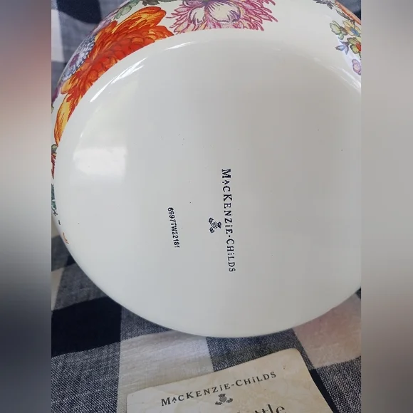 Mackenzie Childs Flower Market White Whistling Tea Kettle - Picture 4 of 9